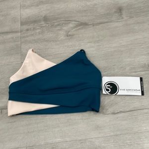 Five dance wear super cute sporty bra teal and beige NWT